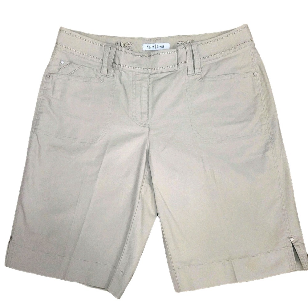 White House Black Market Bermuda Shorts Womens 6‎ Beige Stretch Casual Preppy